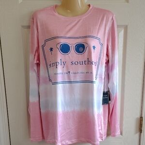 Simply Southern Pink and White Tie-Dye Long Sleeve